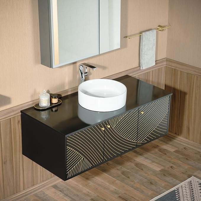 Woodbridge 48" Wall Mounted Floating Bathroom Vanity – Round Ceramic Vessel - Image 7