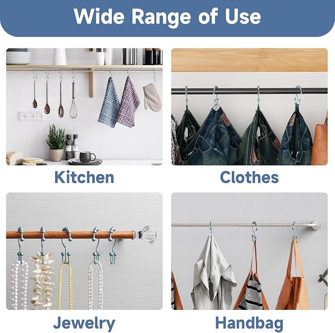 Titanker Shower Curtain Hooks Rings, Rust-Resistant Metal Double Glide Shower - Image 5