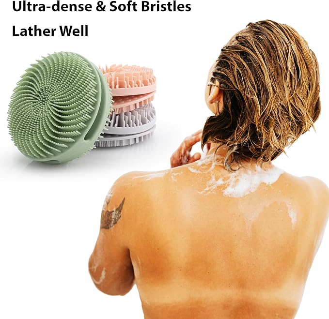 2 PC Silicone Exfoliating Body Scrubber, Silicone Body Shampoo Brush, Soft - Image 4