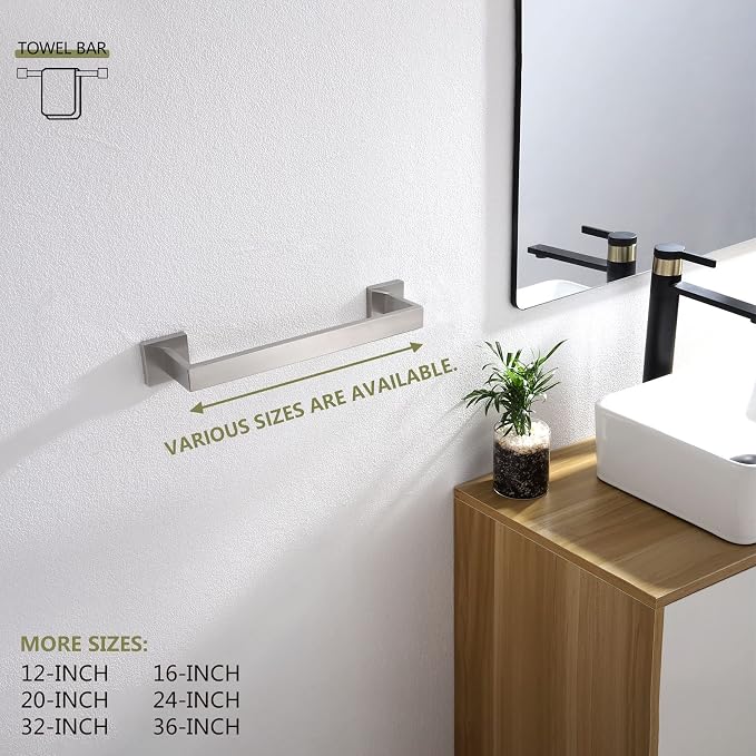 KOKOSIRI 12-Inch Single Towel Bar, Bathroom Kitchen Towel Holder, Wall Mounted - Image 4