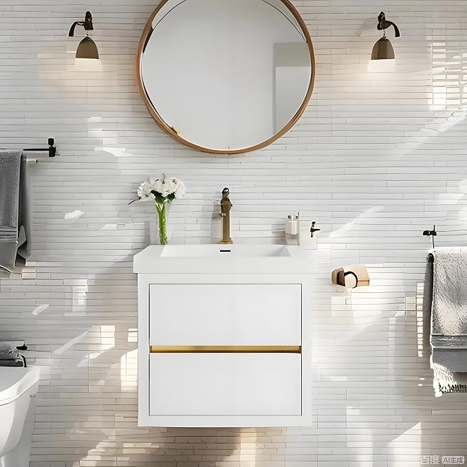 Modern 24" Wall-Mounted Bathroom Vanity by VUMALL