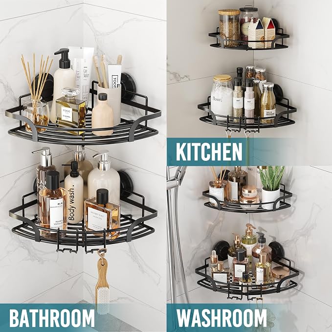 TAILI Powerful Suction Cup Corner Shower Caddy 2 Pack, Stainless Steel - Image 5
