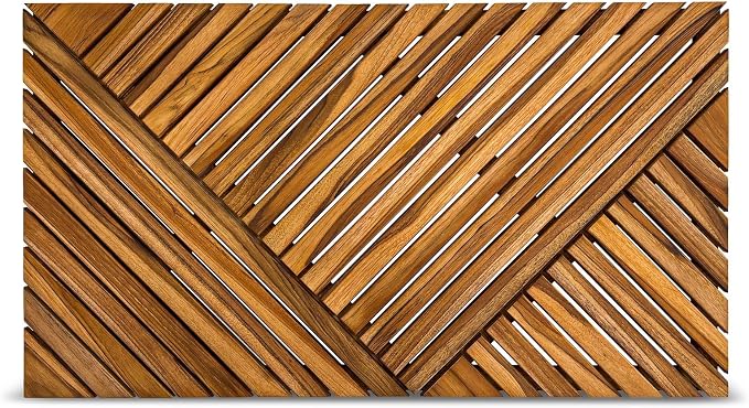 StrongTek Large Teak Bath Mat for Bathroom, 35.4" x 20" Solid Wood Shower Mat by StrongTek