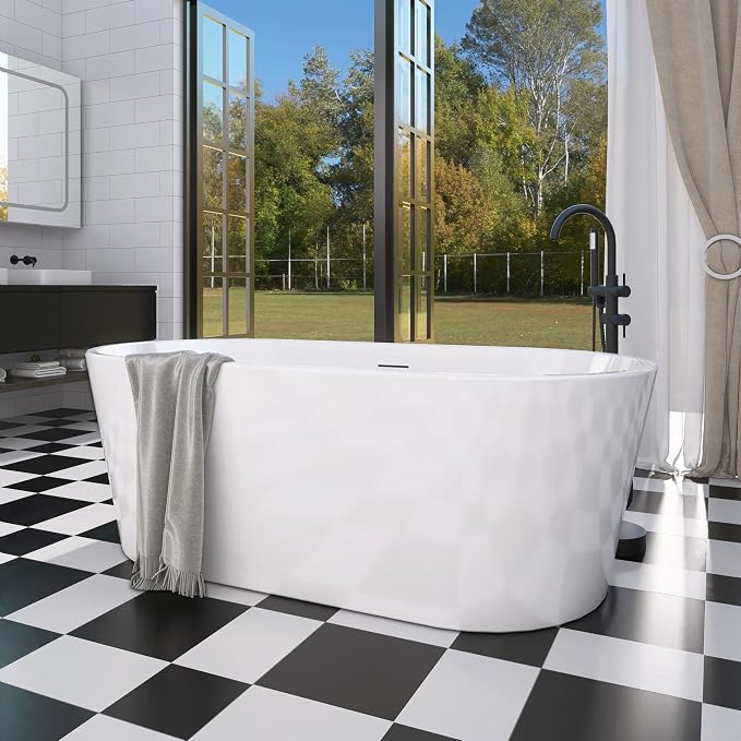 59" Free Standing Tub, Pure Acrylic Freestanding Bathtub, Stylish Stand Alone by Sylonwill