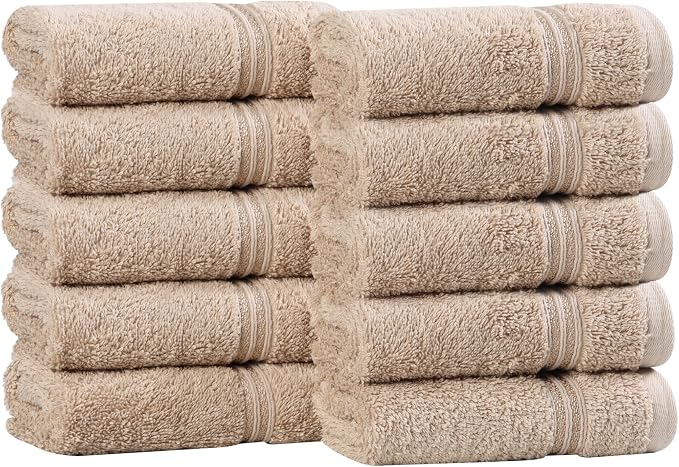 Superior Egyptian Cotton 10-Piece Face Towel Set, Small Towels by SUPERIOR