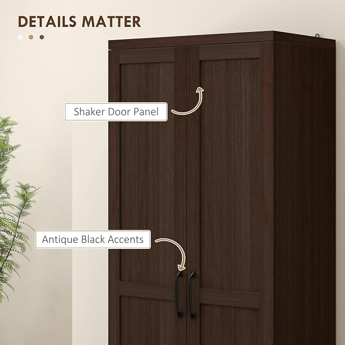 HOMCOM 63" 2-Door Kitchen Pantry, Freestanding Storage Cabinet - Image 7