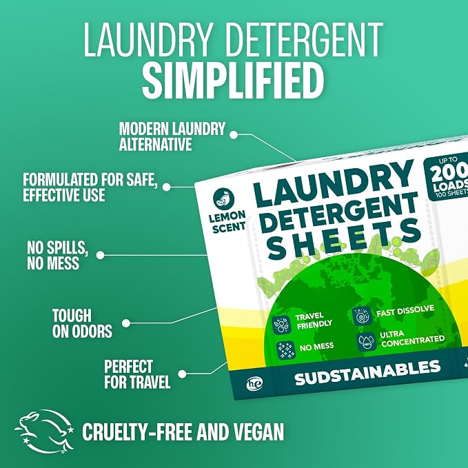 Sudstainables Laundry Detergent Sheets 200 Loads – Dissolvable Laundry Sheet - Image 4