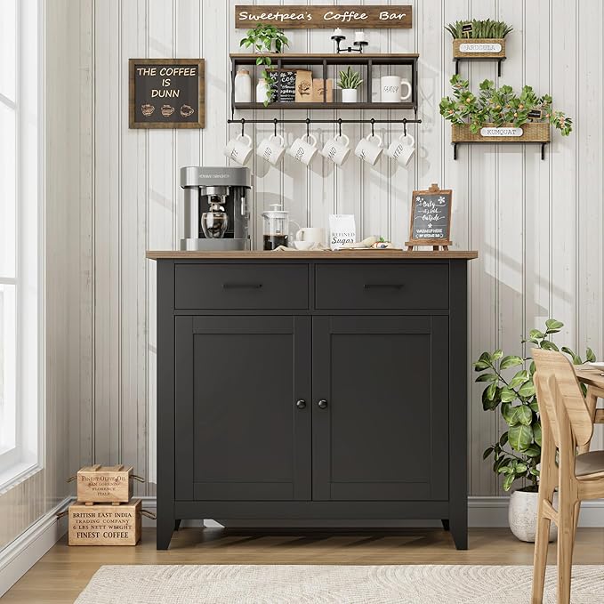 HORSTORS Kitchen Storage Cabinet, Modern Farmhouse Buffet Cabinet - Image 2