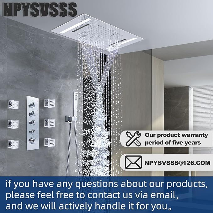 Multi Full Body Thermostatic Luxury Spa Shower System And 14x20 Inch LED 4 - Image 7
