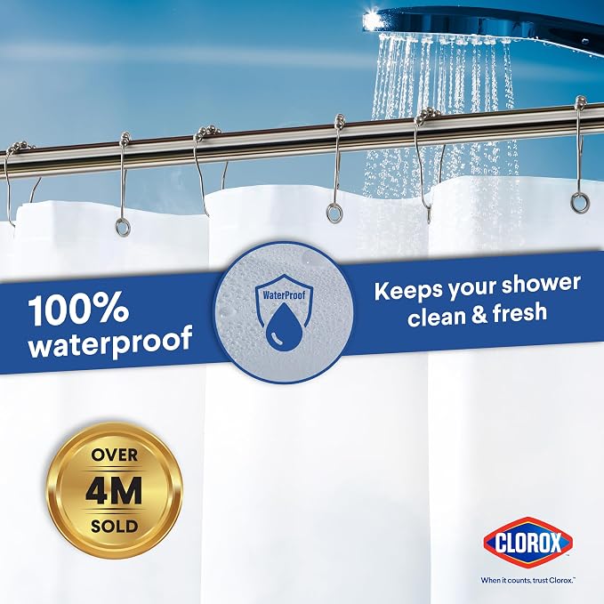 Clorox Shower Curtain Liner, Premium Lightweight Flexible Waterproof 3g PEVA - Image 6