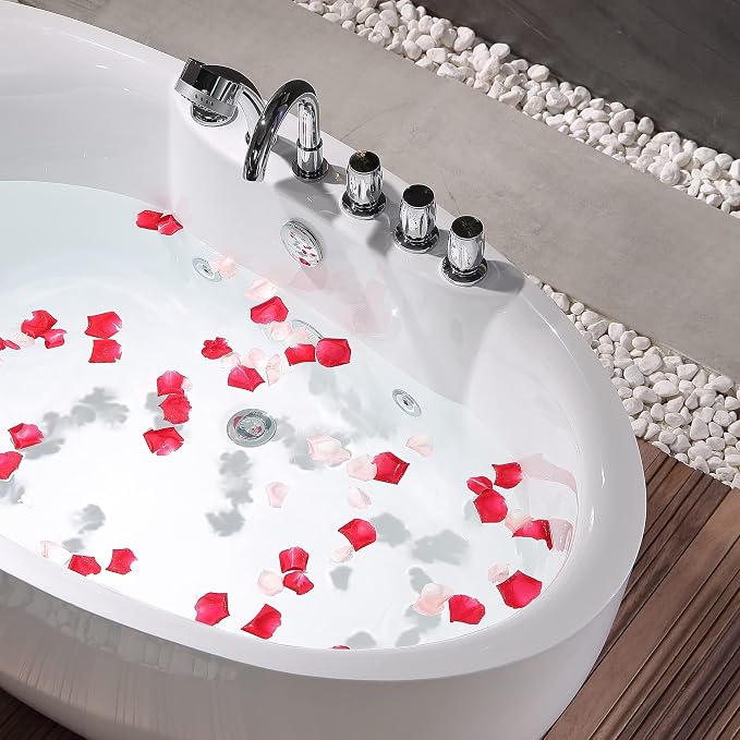 Empava 67 Inch Freestanding Whirlpool Tub -Hydromassage Gracefully Oval Shaped - Image 6