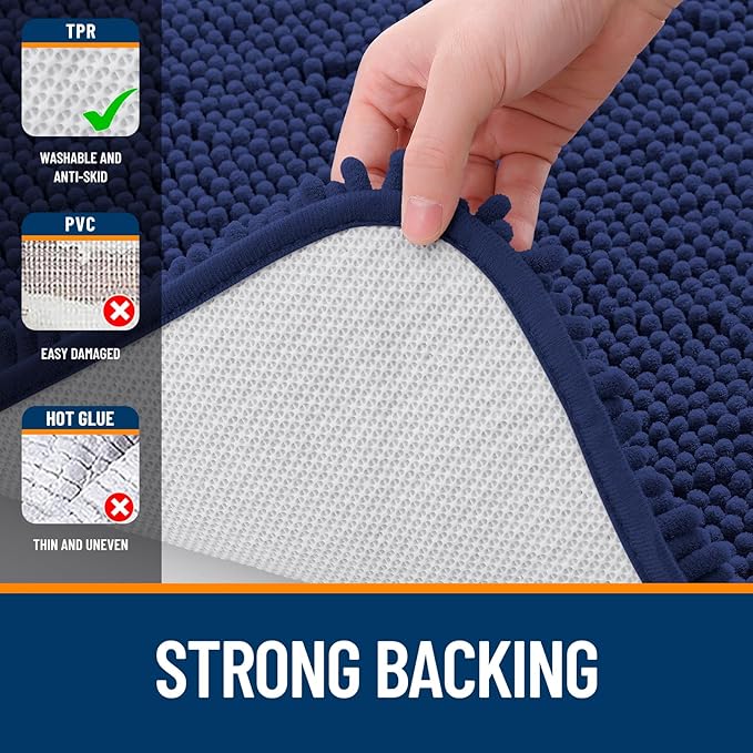 OLANLY Bathroom Rugs 36x24, Extra Soft Absorbent Chenille Bath Rugs, Rubber - Image 6