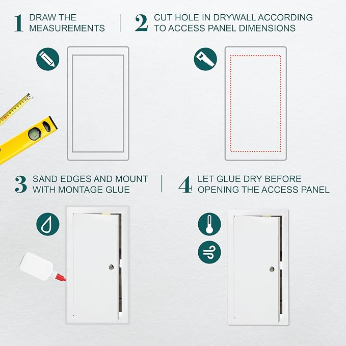 8" x 16" Lockable White Metal Access Door - Image 3