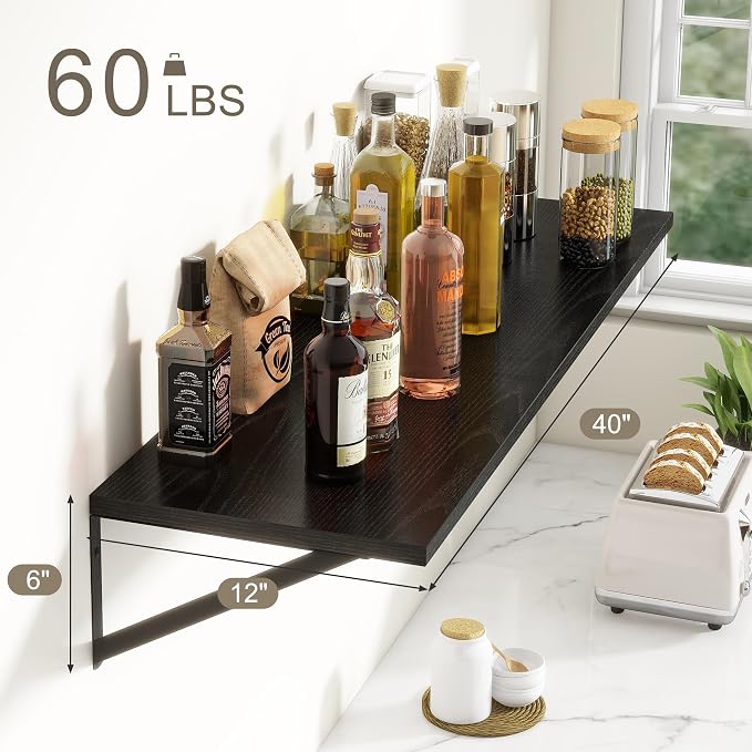 Fun Memories 40 Inch Floating Shelves, 12 Inch Deep Wall Shelf, 40 x 12 - Image 3