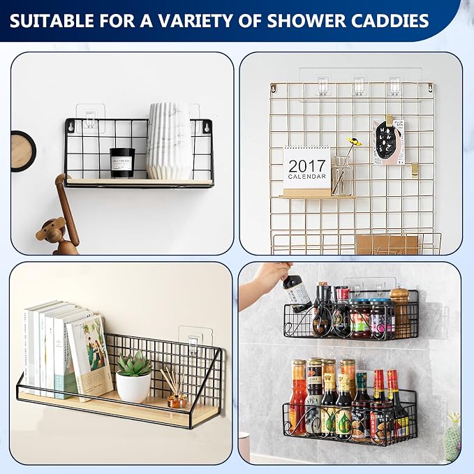 14 Pack Shower Caddy Replacement, Strong Hooks, No Drilling Shower Shelf - Image 8