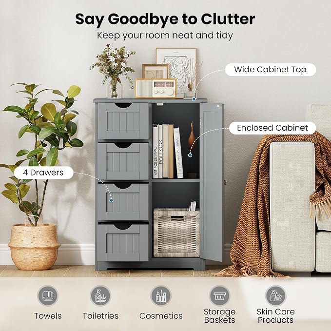 Giantex Bathroom Cabinet, Freestanding Storage Cabinet - Image 4