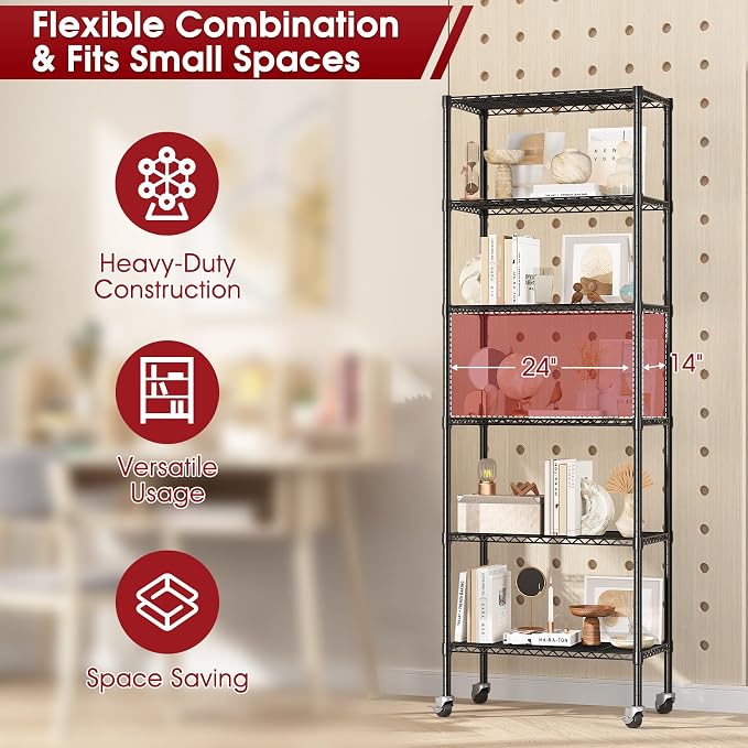 2 PACK 750 lbs Capacity Heavy Duty Garage Wire Rack Shelving, Adjustable - Image 6