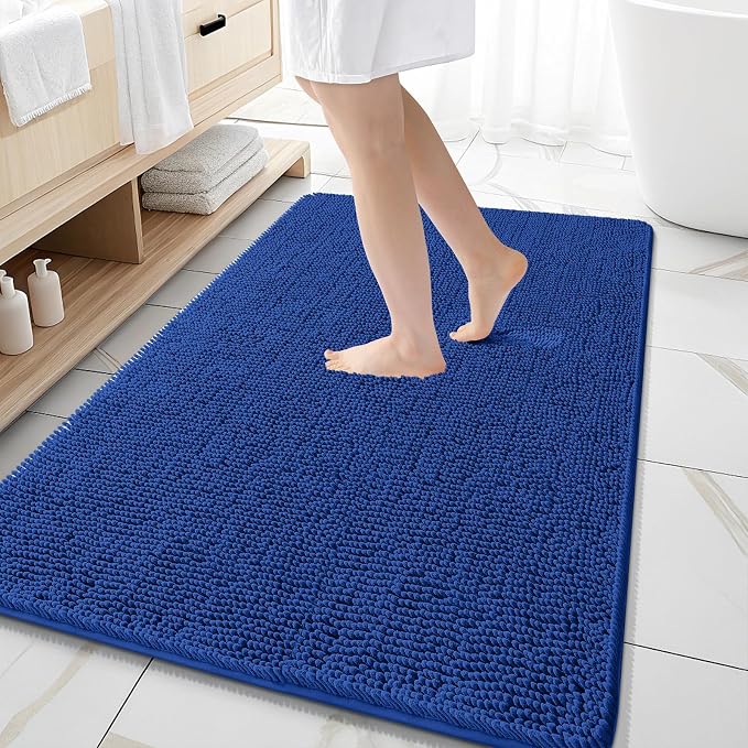 OLANLY Bathroom Rugs 59x35, Extra Soft Absorbent Chenille Bath Rugs, Rubber by OLANLY