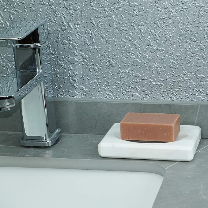 White Soap Dish Tray Marble Soap Holder Trinket Plate - Image 9