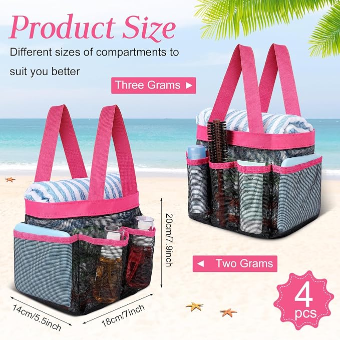 Hillban 4 Pcs Mesh Shower Caddy Portable Large Quick Dry Shower Caddy Basket - Image 2