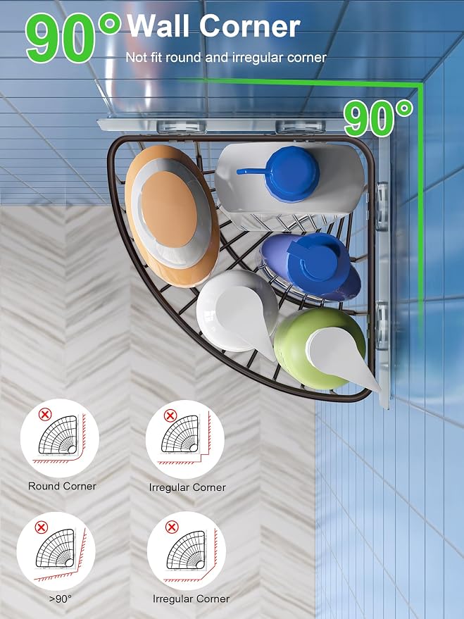 SMARTAKE 2-Pack Corner Shower Caddy Deep Basket Design, SUS304 Stainless Steel - Image 2