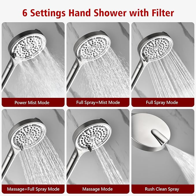 SUMERAIN Brushed Nickel Rainfall Shower System - Image 6