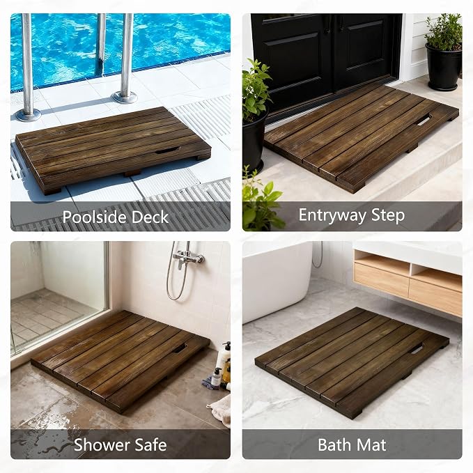 Teak Wood Shower Mat, Bathroom Spa - Image 6