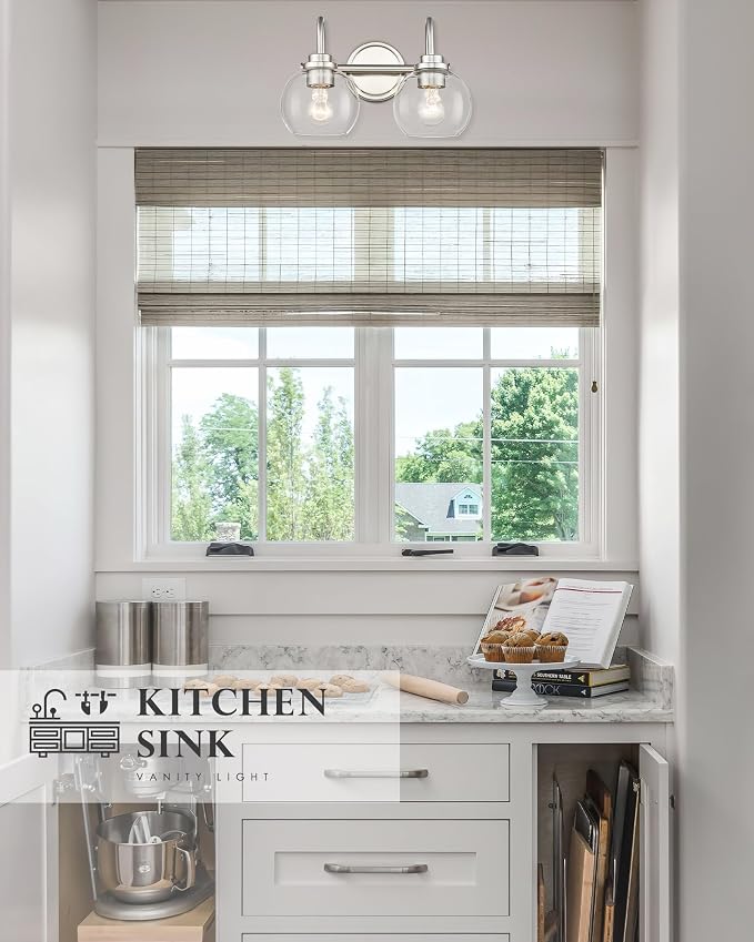 2-Light Bathroom Vanity Light, Brushed Nickel Vanity Light - Image 5