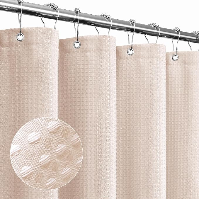 Gibelle Extra Long Shower Curtain 72 x 84, Tall Waffle Weave Textured Fabric by Gibelle