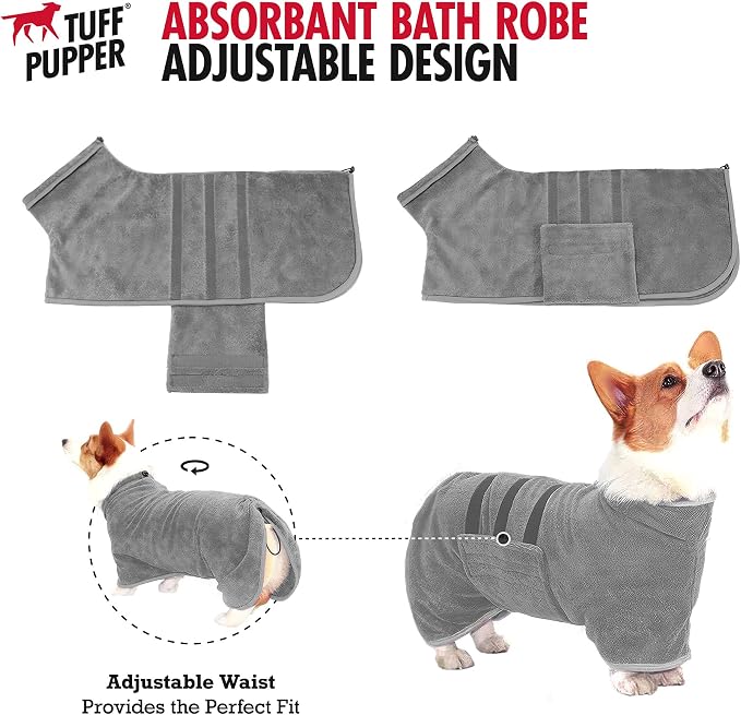 Tuff Pupper Fast Drying Dog Bath Robe | 800 GSM Plush Dog Towel - Image 4