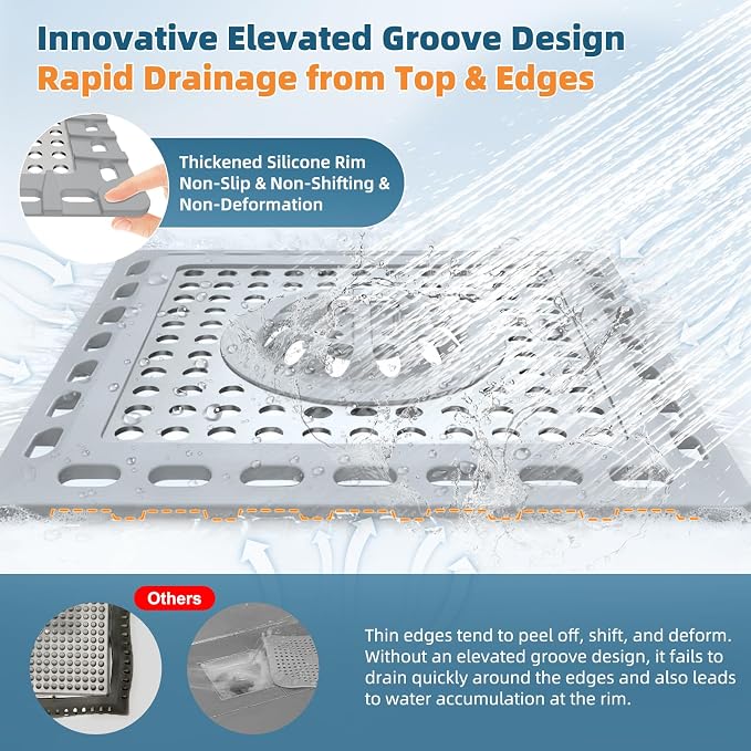 Hibbent Upgraded Shower Drain Hair Catcher, Shower Drain Cover - Image 4