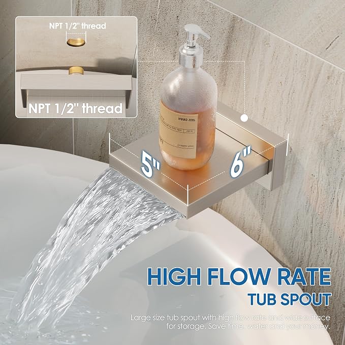 Shower System with Tub Spout, All Metal Tub Shower Faucet Set with 10" Rain - Image 5