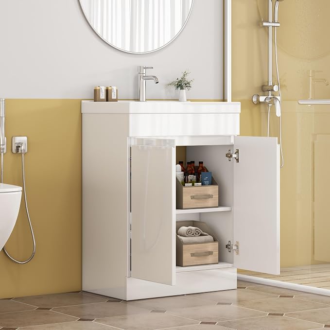 24-Inch Bathroom Vanity with Ceramic Sink Combo, Freestanding Modern Bathroom - Image 5