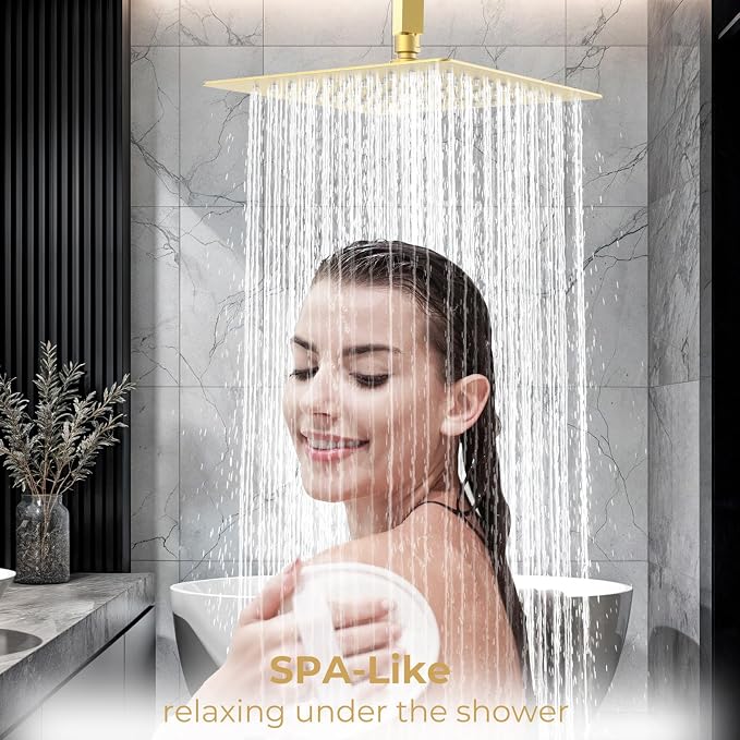 10 Inch Rain Shower Head, Square Rainfall & High Pressure, 304 Stainless Steel - Image 6