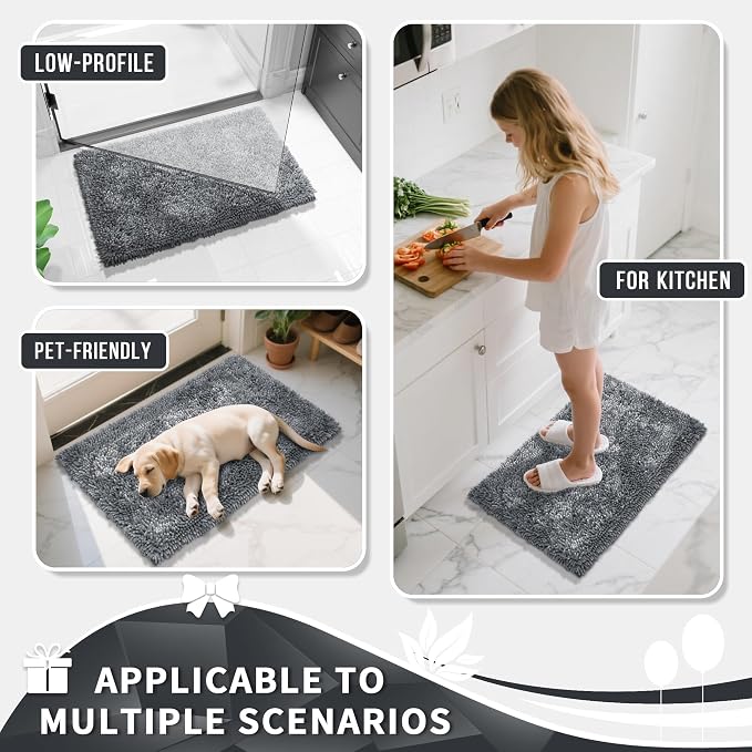 Yimobra Chenille Bathroom Rugs Non Slip, Extra Thick Soft Absorbent Bath Rug - Image 7