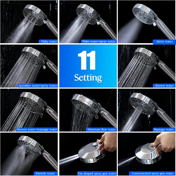 Filtered Shower Head with Handheld, adjustable water flow size, equipped with - Image 4