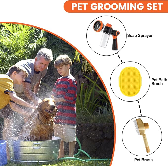 Dog Washing Hose Attachment, 10-in-1 Soap Sprayer Moden Garden Hose Nozzle - Image 2