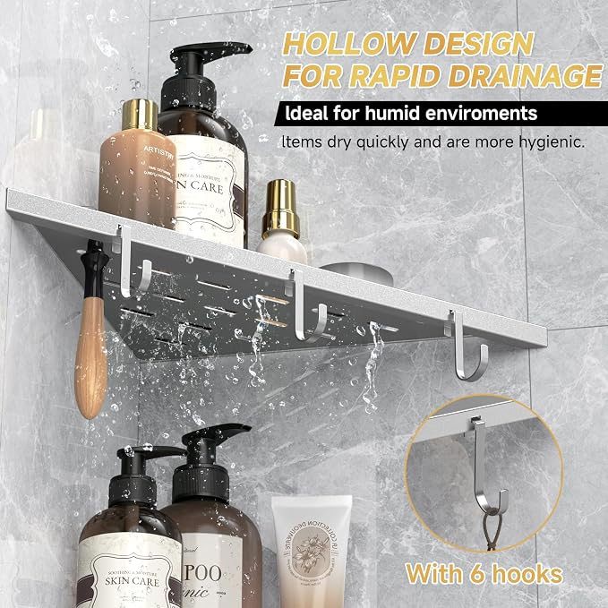 Corner Shower Shelf 10" Silver 304 Stainless Steel Recessed Shelf - Image 4
