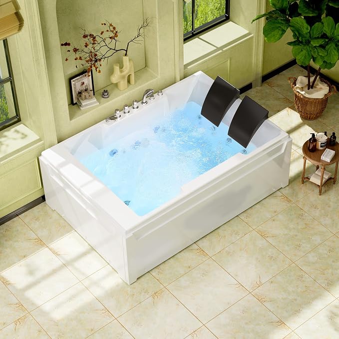 Empava 72" x 48" Whirlpool Tub, 2 Person Jetted Bathtub, Hydro Massage & - Image 6