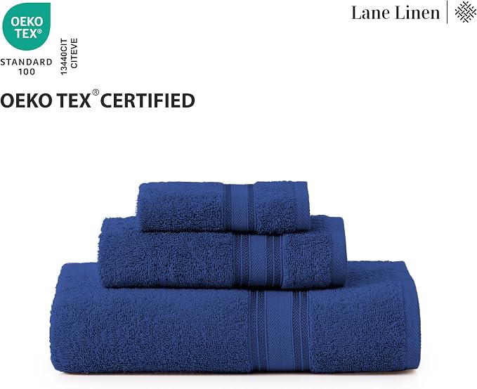 LANE LINEN 100% Mercerized Cotton Bath Towel Set of 18 – Zero Twist Shower - Image 8