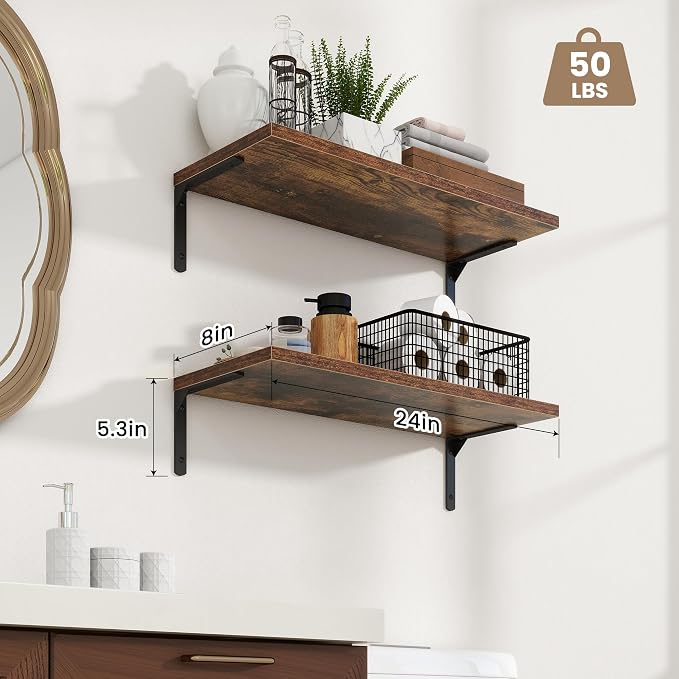 Fun Memories Deep Floating Shelves, 24W x 8D Floating Shelves Set of 2 - Image 3