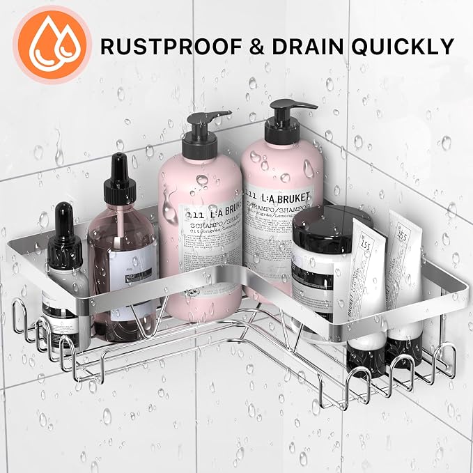 KEGII Corner Adhesive Shower Caddy, Rustproof Shower Shelf - Image 4