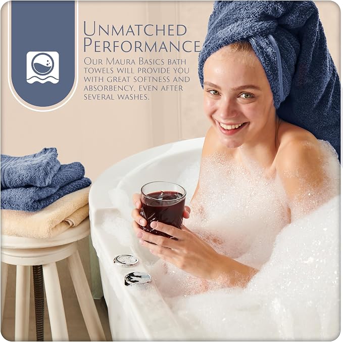 MAURA Basics Performance Bath Towels 100% Turkish Cotton - Image 6