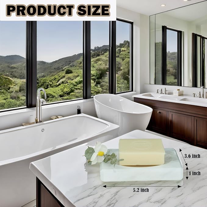 White Soap Dish Tray Marble Soap Holder Trinket Plate - Image 6