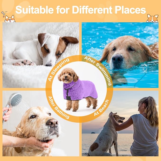 Bienbee Dog Bathrobe, Quick Drying Super Absorbent Dog Robes - Image 6