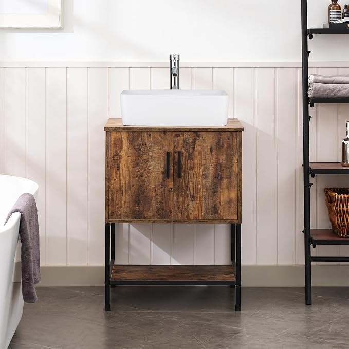 UEV 24" Antique Bathroom Vanity, Dark Brown Bathroom Vanity Set - Image 4