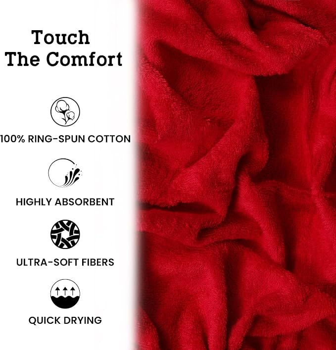 Casa Lino Red Bath Towels Set of 4 - Image 6