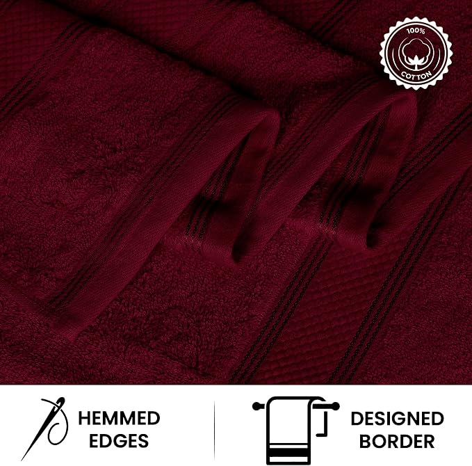 Casa Lino Burgundy Bath Towels Set of 4 - Image 5
