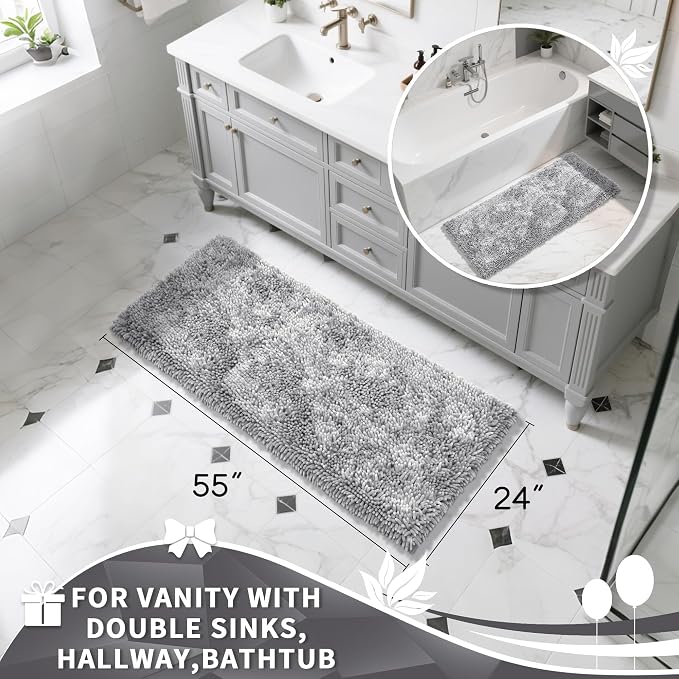 Yimobra Long Bathroom Rugs Runner 55x24 Inch, Extra Thick Soft Absorbent - Image 2