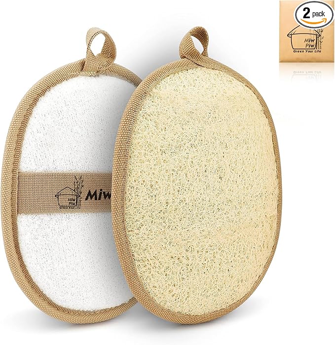 Natural Loofah Exfoliating Body Scrubber, Loofah Bath Sponge, Luffa by MiwPiw